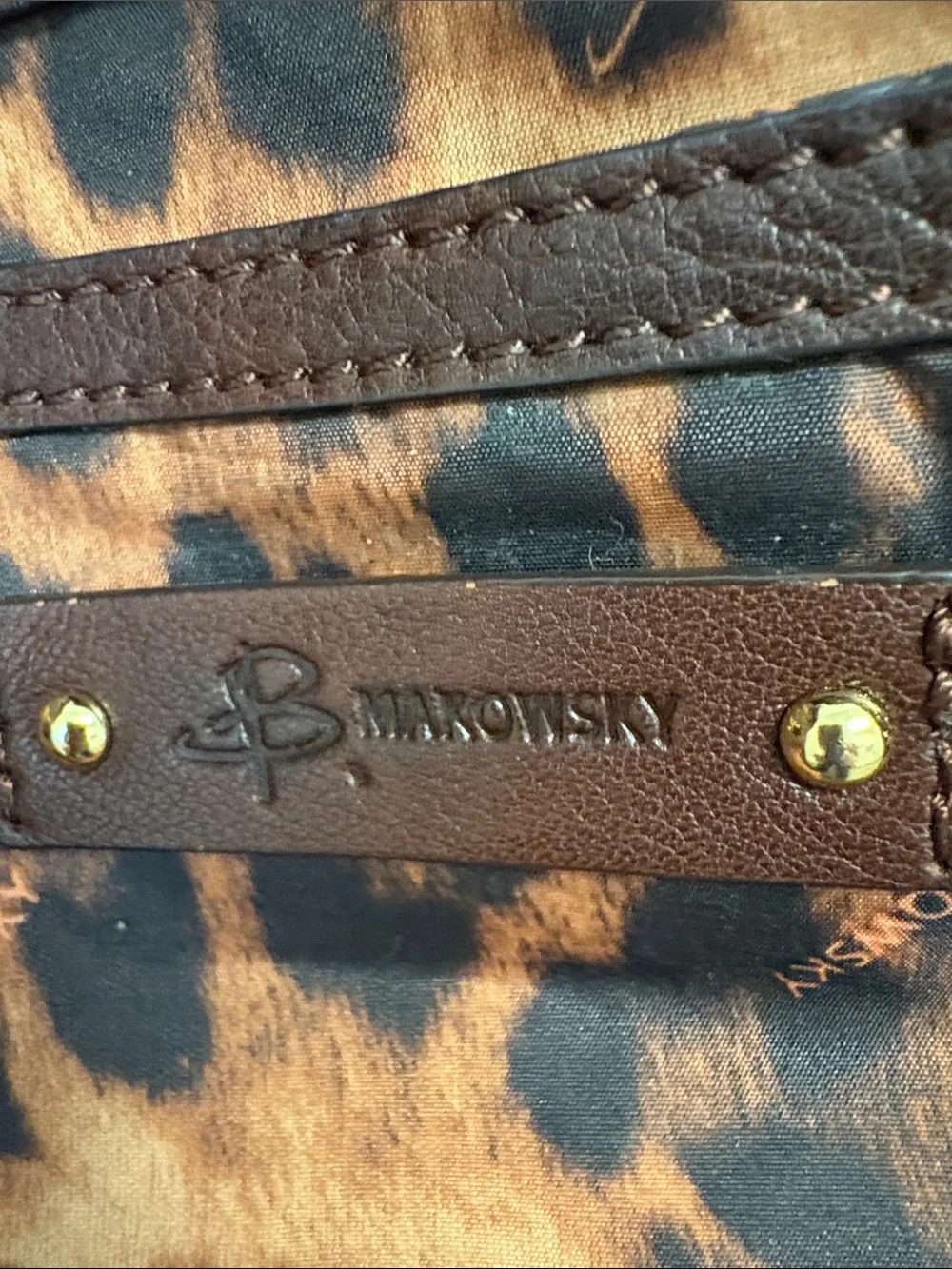 B Makowsky Brown Hobo Leather Purse Bag with Gold Accents - Gently Used